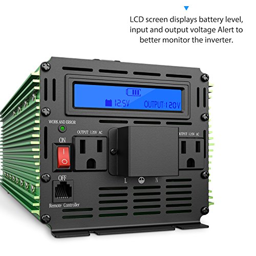 EDECOA 3000W Power Inverter Modified Sine Wave DC 12V to 110V AC with LCD Display and Remote