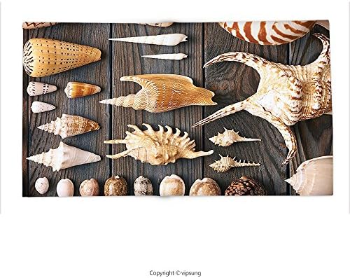 Custom printed Throw Blanket with Seashells Decor Collection Seashell Background Flat Still Life Spiral Wooden Table Rural Rustic Country Style Beach Theme Super soft and Cozy Fleece Blanket