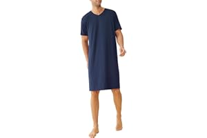 Latuza Men's Viscose Nightshirt Short Sleeves Sleep Shirt
