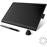 HUION Inspiroy H1060P Graphics Drawing Tablet with 8192 Pressure Sensitivity Battery-Free Stylus and 12 Customized Hot Keys, 
