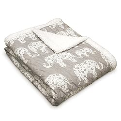 Lush Decor Elephant Parade Throw Fuzzy Reversible