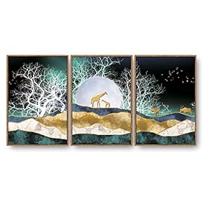 3 Piece Framed Canvas Home Artwork Decoration Abstract Nature Landscape Canvas Wall Art for Living Room, Bedroom - 16"x24"x3 Panels