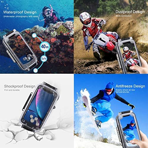 iPhone XR 40m/130ft Waterproof Diving Housing Photo Video Taking Underwater Cover Case (Black)