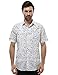 Bentibo Mens Retro White Polka Dot Printed Short Sleeve Casual Button Dress Shirt M