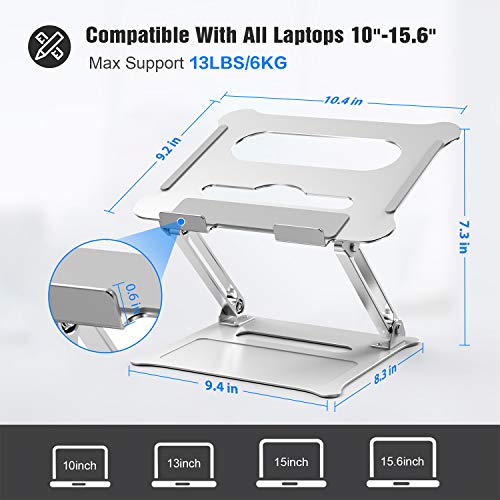 Pannon Adjustable Laptop Stand, Aluminum Computer Riser, Ergonomic
