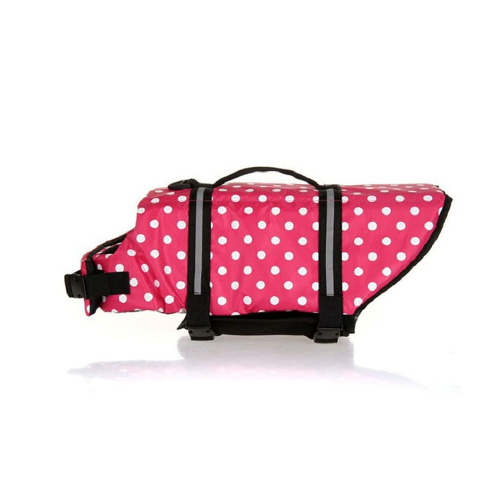 SHTGOI Dog Life Jacket Reflective Life Jacket for Dogs with Rescue Handle Pets Life Jacket Puppies Safety Swimsuits Dog Vests for Swimming Boating Water Pink Polka Dots