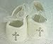 Off White/Barely Ivory Lace Christening, Baptism Shoes with Small Rhinestone Cross, Soft Crib Wedding Slippers, Cake Smash, 1st Birthday, Easter, Christmas, Photos, Sizes: Newborn-18 mos, USA