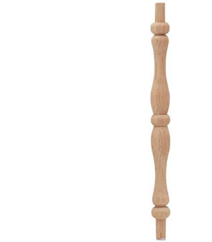 25 Pack Unfinished Wooden Baluster Spindles - DIY Staircase, Furniture, Craft Projects, Rubber Wood