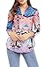 Dokotoo Womens Summer Casual Ladies 3 4 Sleeve Floral Print V Neck Tunic Blouses and Tops Orange Large
