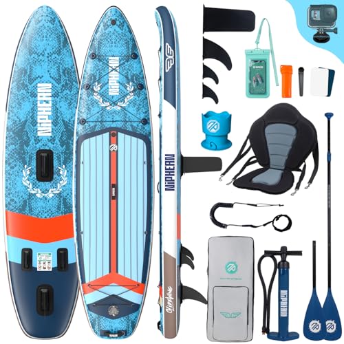 Niphean (Extra Large) Inflatable SUP Board for 2+1 People/Family, Stand Up Paddle Board with (Easy for Beginners) StabilTrac Fin, Waterproof Case, Inflatable SUP Adults, Gift Ideas