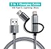 Digital Ant Twin-Pack 5 Feet Nylon Braided USB C + Lightning + Micro USB 3 in 1 Charging and Data Syn Cable for Android and Apple Product(5 Feet-Grey)
