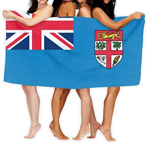 OHMYCOLOR Beach Towels for Women Men Blanket Fiji Flag Bath Sheets Quick Dry 100% Polyester Multipurpose Large Towel Cover for Yoga Mat Tent Floor 31.5" X 51.2"