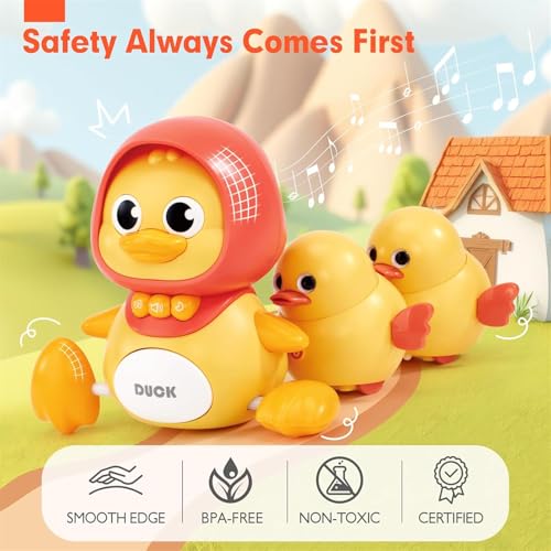 AM ANNA 3 Pcs Musical Duck Crawling Baby Toys Set with Music & Light for Baby 6 to 12 Months, Crawling Baby Toys Early Learning Educational Toy for Babies 12 18 Months Birthday Toy for 1 2 Year Old