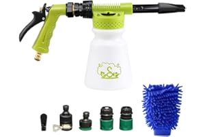 ESP EXTRA-SENSORY PERCEPTION ESP Car Wash Foam Gun for Garden Hose Adjustable Hose Wash Sprayer Thick Filtration with Metal Handle Washing Mitts 6 Levels of Foam Concentration Snow Foam Blaster Quick Connector to Any Cleaning