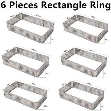 FTFSY Tart Cake Mold For Baking Dessert Ring Art Mousse Silicone 3D Mould Silikonowe Moule Tartlet Pan Pastry Tools,6 PCS Rectangle Ring