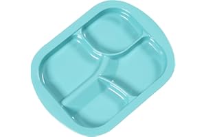 Ehucon Adaptive Utensils Scoop Weighted Plate,Spill-proof 4-Compartment Divided Plates with Extra Wall for Elderly,Non-slip Disabled Products for Handicapped to Self-feeding-Pack of 1