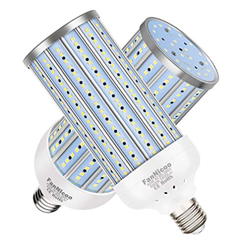 LED Corn Light Bulb 60W(500W Equivalent 5500Lumen 6500k) Large Area Cool Daylight White E26/E27 Medium Base for Indoor Outdoor Garage Warehouse Factory Workshop Barn Backyard New Upgraded(2 Packs)