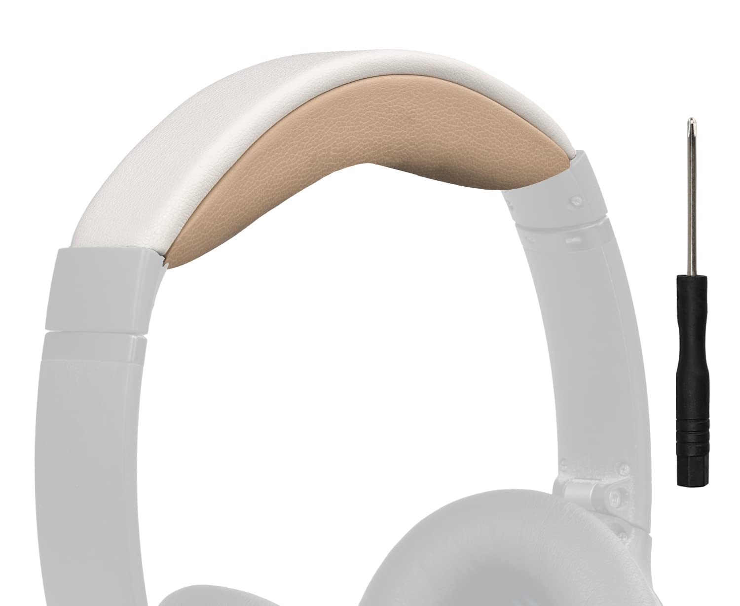 SOULWIT Headband Cover for Bose QuietComfort 25(QC25) Headphones, Replacement Headstrap Pad Repair Part - White&Beige