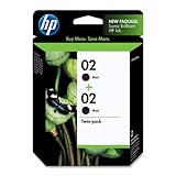 HP 02 Black Original Ink Cartridges, 2 pack (C9500FN)