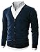Ohoo Mens Slim Fit Ribbed Knit Cardigan With Pockets