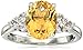Amazon Collection Sterling Silver Citrine and Lab White Sapphire Oval Ring, Size 7