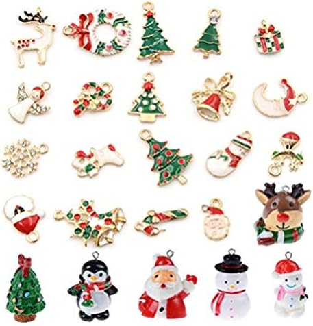 Christmas Pendants Charms for Bracelet Necklace Jewelry Making, Birthday, Christmas Day, Thanksgiving Day Gift for Children, Pack of 25 (Style 2)