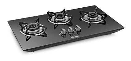 Sunflame Lotus Hob Stainless Steel 3 Burner Gas Stove AI, Black