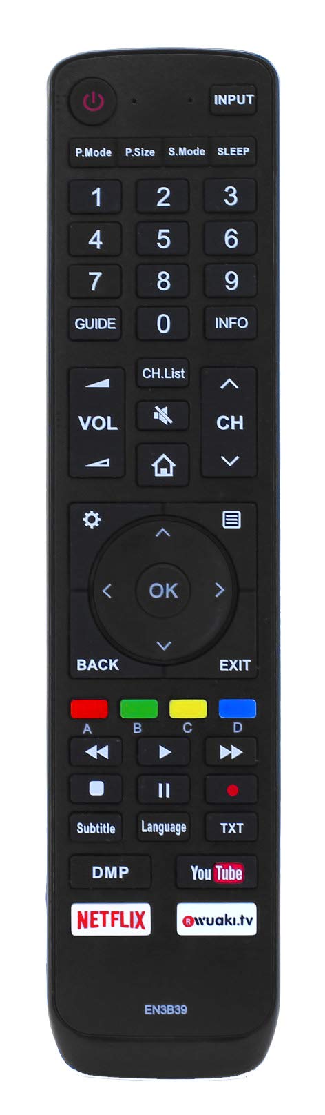 121AV - Replacement Remote Control EN3B39 for Hisense Smart LED TVs