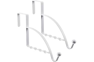 Hotop 2 Pcs Over The Door Hooks Over Door Hanger Sturdy Valet Hooks Mounted Hanging Storage Organizer Rack for Clothes Coats Towels Hats Scarves Purses(White)