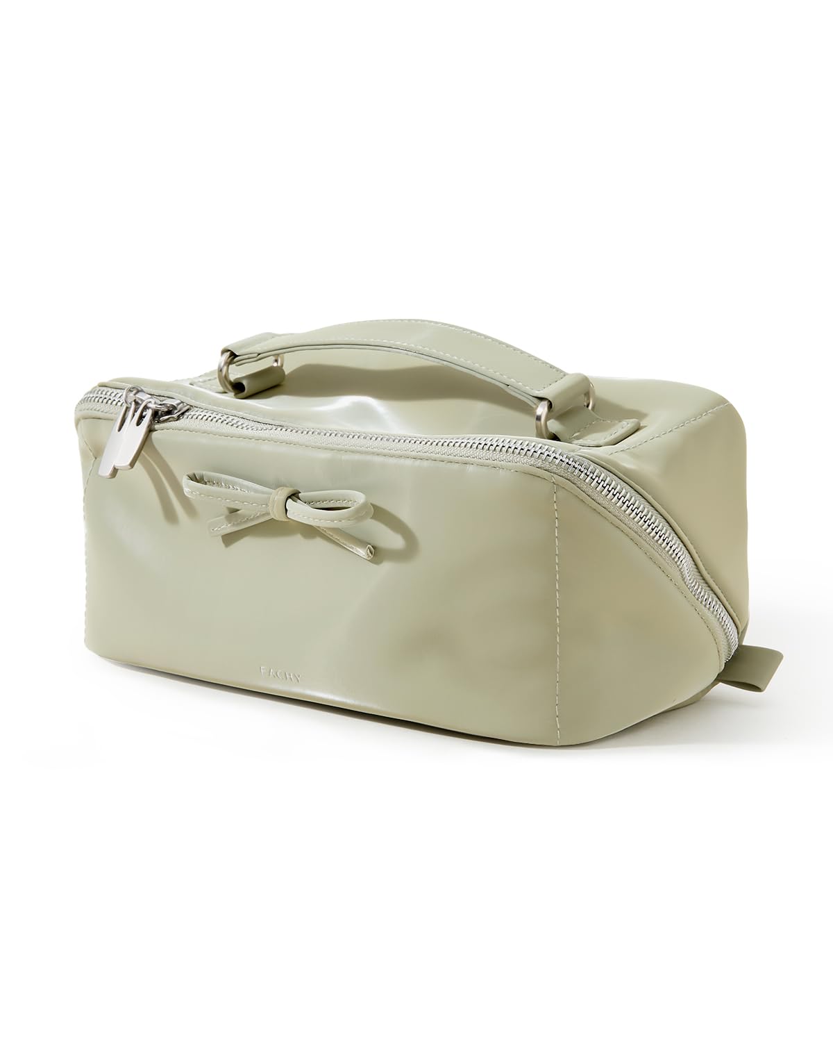 Photo 1 of EACHY Makeup Bag, Large Capacity Cosmetic Bags for Women, Waterproof Pearl-Sheen PU Toiletry Bag with Flat-Open Design and Makeup Brush Organizer