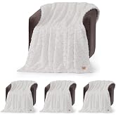 UGG Adalee Throw Blanket for Couch, Faux Fur Blanket, 50" x 70", White, Throw (Pack of 4)