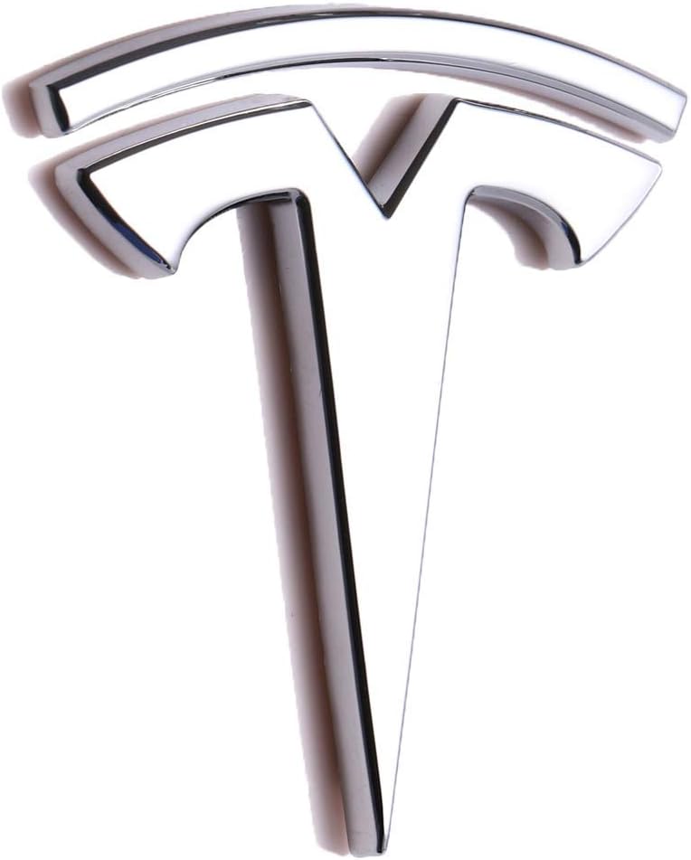 3D Metal Car Side Fender Rear Trunk Emblem Sticker Badge Decals for Tesla Roadster Model S Model X Model 3 TESLASUV Decorative Accessories(Silver)