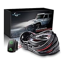MICTUNING 12 Foot LED Light Bar Wiring Harness 40Amp Relay Laser Green On-Off Rocker Switch (Fog Lights)