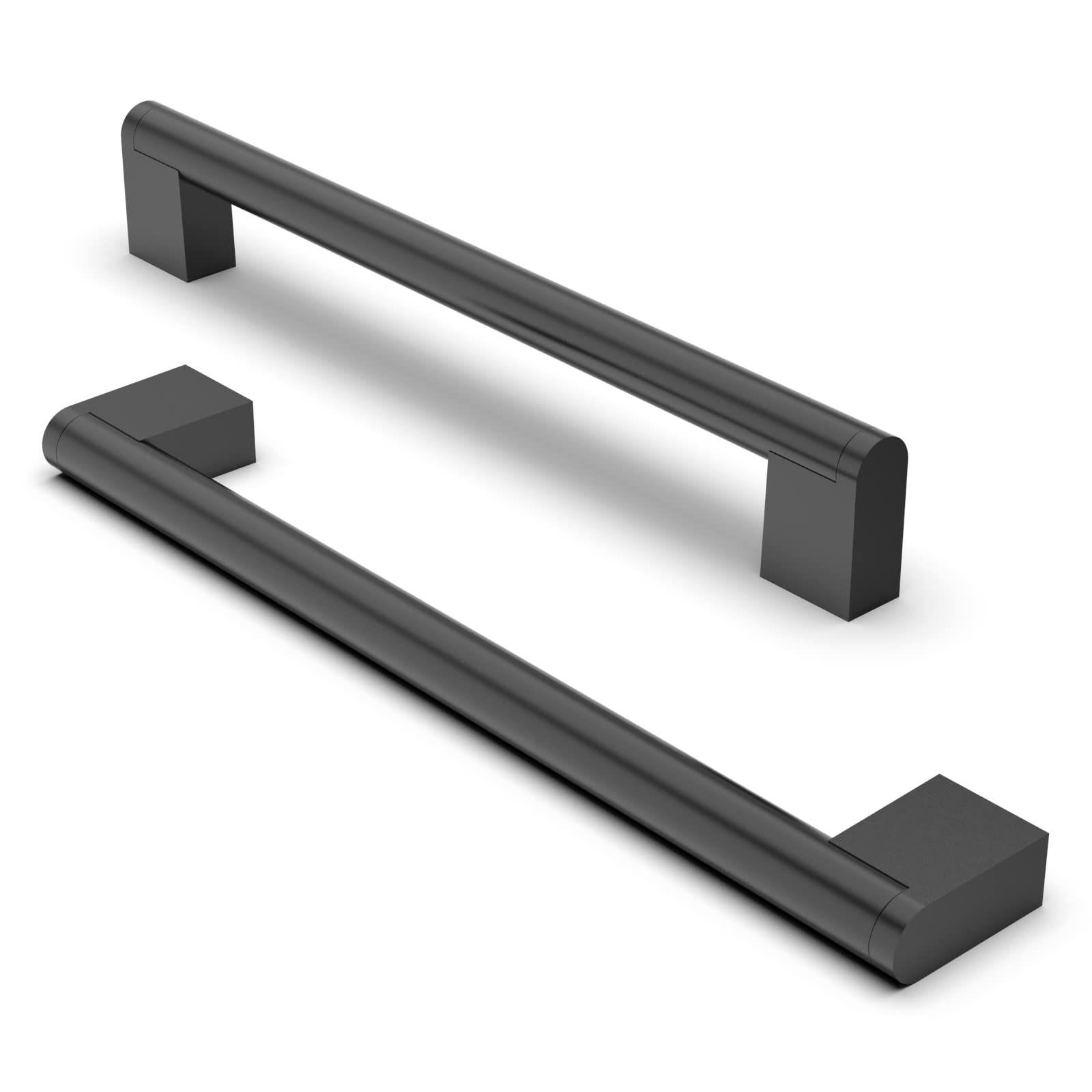 FURNIWARE 10 Pack Cabinet Pulls, Hardware Drawer Handles, Stainless Steel Kitchen Cabinet Door Handles Pull, Matt Black-192mm(7.5 Inch) Hole Center