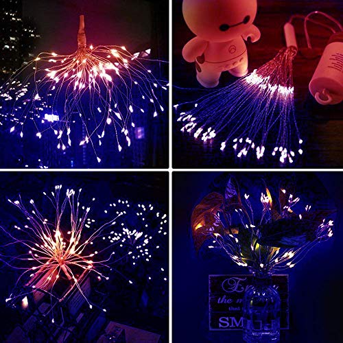 Inshere 120 LED Copper Wire Firework Lights Starburst Light with Remote,8 Modes String Fairy Lights Waterproof,Decorative Hanging Lights for Christmas, Home, Indoor Outdoor (2 Pack) (Multicolor)