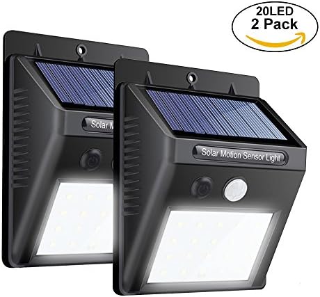 Fanng Wireless Solar Motion Sensor Light Powerful 20 LED Outdoors Waterproof Security Light for Wall Garden Driveway Yard Stairs Patio Deck Gate (2 Pack)