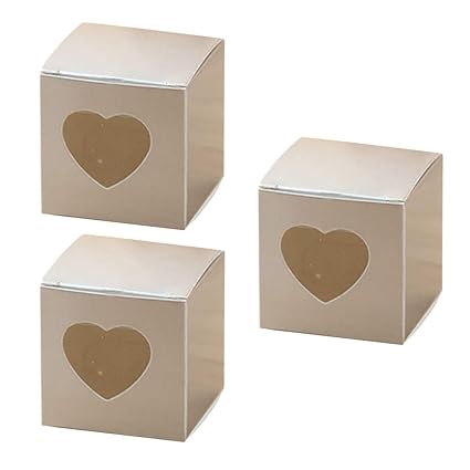 Amazoncom 50 Pcs Square Kraft Paper Candy Boxes Pvc