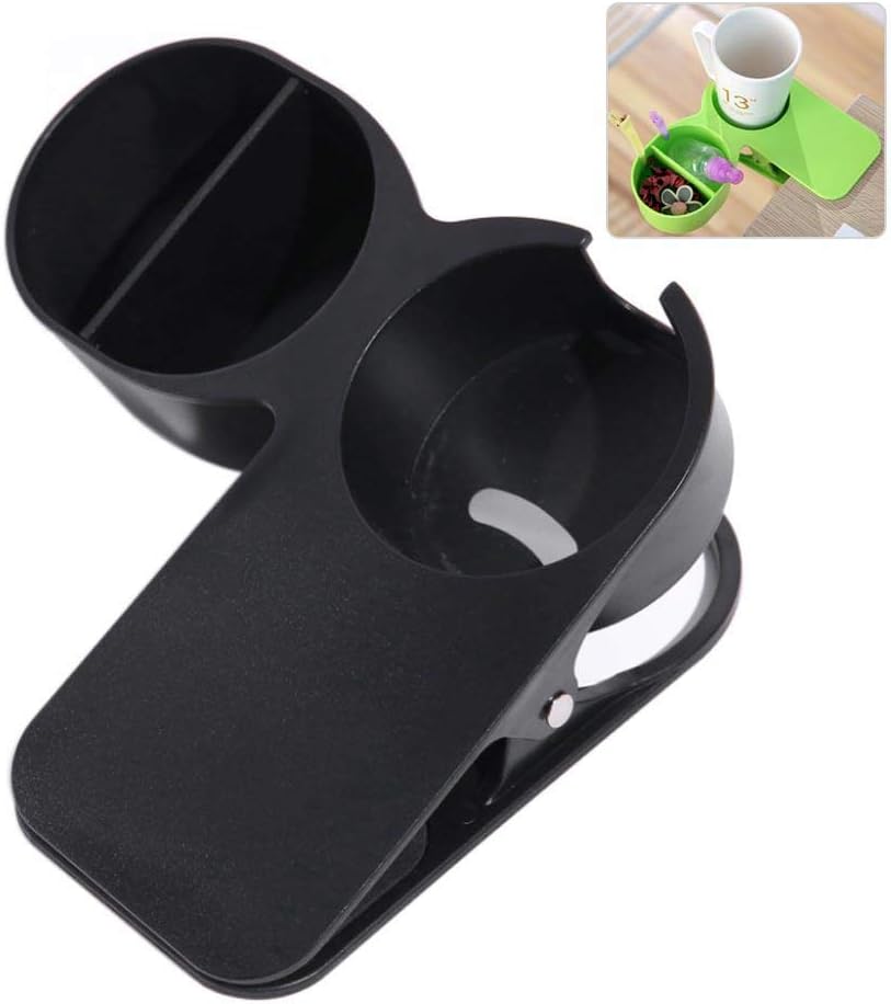 AOLVO Gaming Desk Cup Holder, Desk Cup Holder Clamp, Snack Holder Clip with Reinforced Clamp