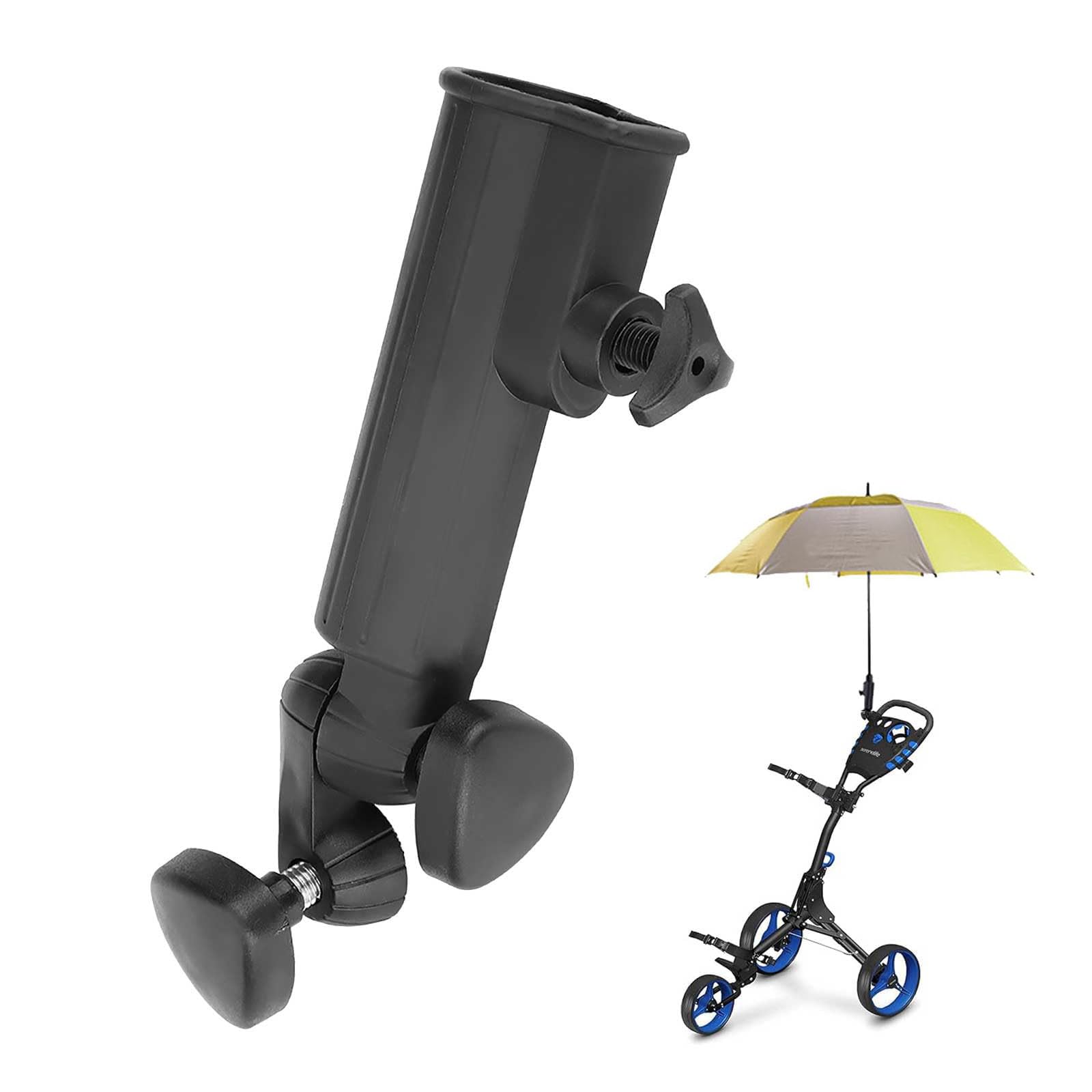Qinsky Golf Umbrella Holder,Golf Push Cart Umbrella Holder Adjustable Trolley Cart Umbrella Holder Plastic Golf Push Trolley Umbrella Holder Black for Golf Push Cart Handles Bicycle Stroller