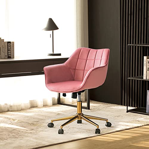 Duhome Modern Home Office Chair Velvet Desk Chair with Gold Metal Base