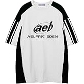 Aelfric Eden Oversized Graphic Tees Men Contrast Color Speedway Racing Tee Unisex Streetwear Tshirt Patchwork Polo Tee