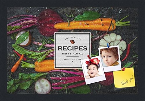 PinPix decorative pin cork bulletin board made from canvas, Recipe Board with Root Vegetables 18x12 Inches (Completed Size) and framed in Satin Black (PinPix-Group-36)