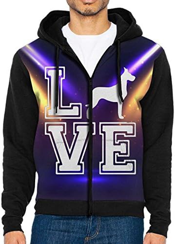 Retroline Great Dane Love Men's Full-Zip Hooded Sweatshirt Pullover Hooded Shirts Pocket XL