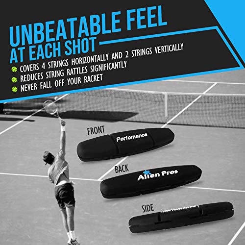 image for Alien Pros Performance Tennis Racket Dampeners (3 Pack, Black) - Perfe