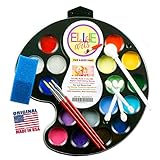 Face Painting Kit for Kids Ellie Arts 16 Color Palette for Professionals or Beginners. All Supplies You Need - 3 precise brushes 2 Sponges & 4 Applicators. Makeup Designs for 160 Faces! SAFE USA Made!