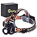 CVLIFE Zoomable Headlamp 3 Modes Headflashlight with Rechargeable Batteries AC Charger and USB Cable