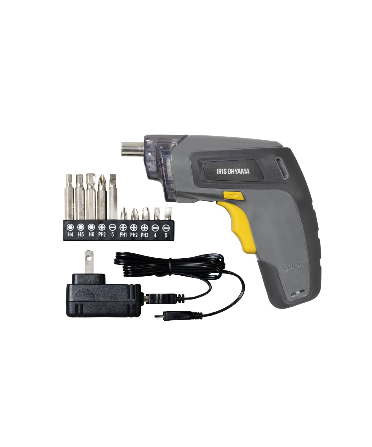 【家具の組立これ一台】アイリスオーヤマ 充電式電動ドライバー USB充電可能 LEDライトで手元も明るく JDD352-H グレー/マスタード商品画像