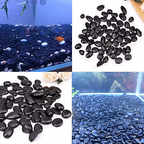 CFKJ 18 Pounds Black Pebbles Aquarium Gravel River Rock, Natural