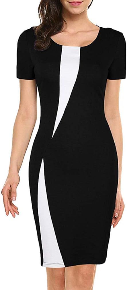 black and white fitted dress