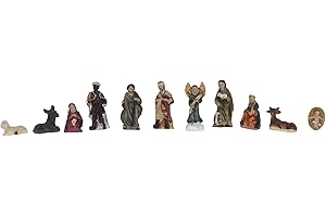 BFYDOAA Nativity Scene Set of 11 Mini Figurines Resin Miniature Nativity Collections Christmas Tabletop Holy Family Ornaments for Religious,Mantel,Xmas Gift